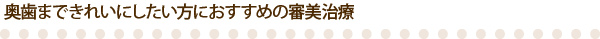 奥歯まできれいにしたい方におすすめの審美治療