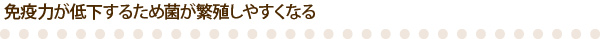 免疫力が低下するため菌が繁殖しやすくなる